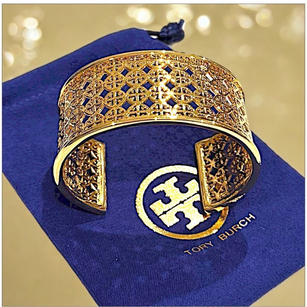 Tory Burch Miller Logo cuff 18k gold